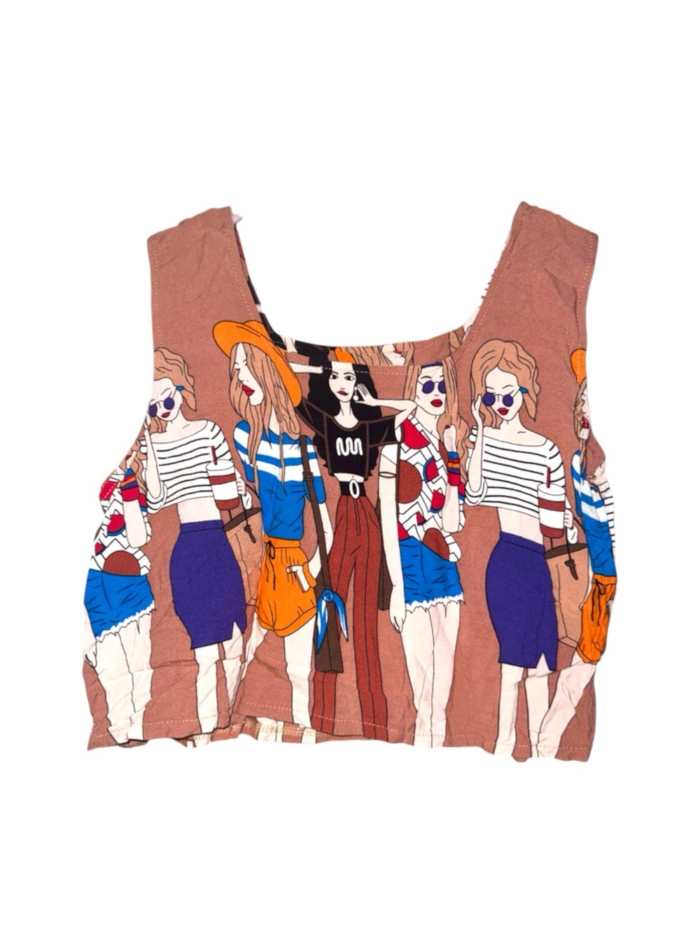 Women’s Printed Crop Tank Top in Dusty Rose